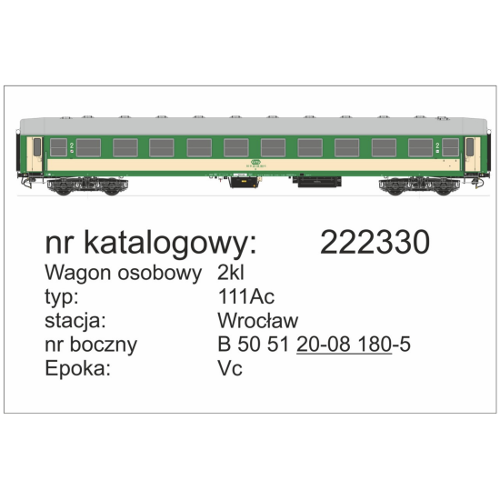 Robo 222330 , wagon osobowy 111Ac 2kl Wrocław , Skala H0